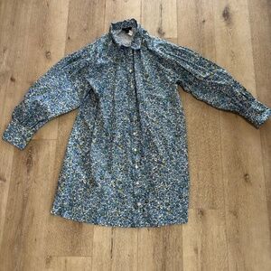 J crew medium shirt dress blue floral